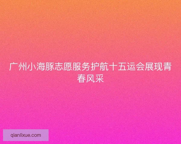 广州小海豚志愿服务护航十五运会展现青春风采